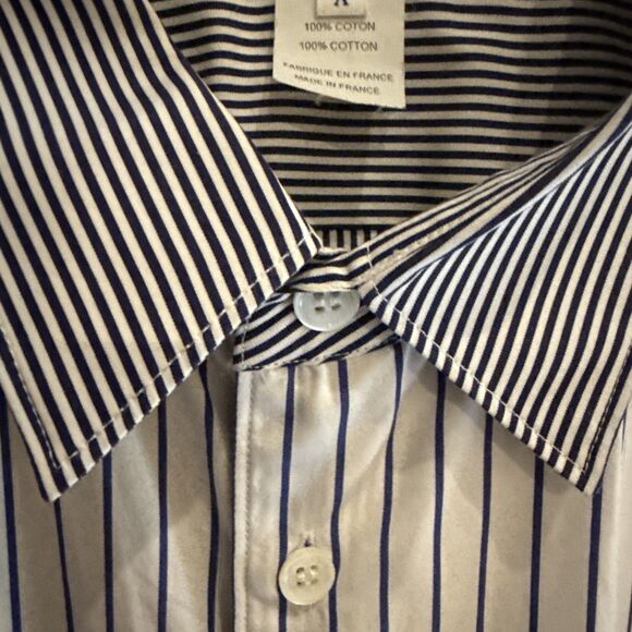 BIG & TALL LUXURY Comme des Garçons Shirt White/Blue Geometric Stripe Size 3XL - Picture 8 of 15